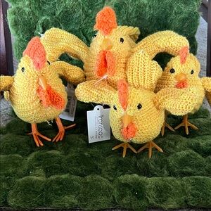 Yellow Knitted Easter Chickens - Set of 4